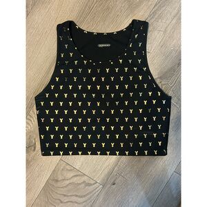 Oiselle Mettle Crop Top (Gold Mettle Print)